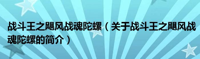 战斗王之飓风战魂陀螺（关于战斗王之飓风战魂陀螺的简介）