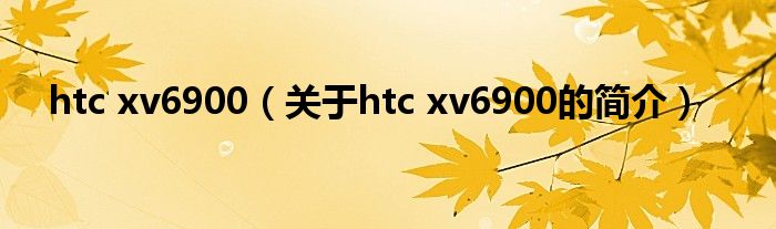 htc xv6900（关于htc xv6900的简介）