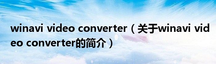 winavi video converter（关于winavi video converter的简介）