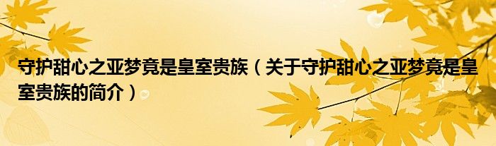 守护甜心之亚梦竟是皇室贵族（关于守护甜心之亚梦竟是皇室贵族的简介）