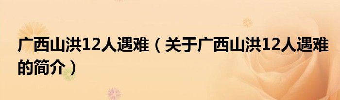 广西山洪12人遇难（关于广西山洪12人遇难的简介）