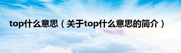 top什么意思（关于top什么意思的简介）