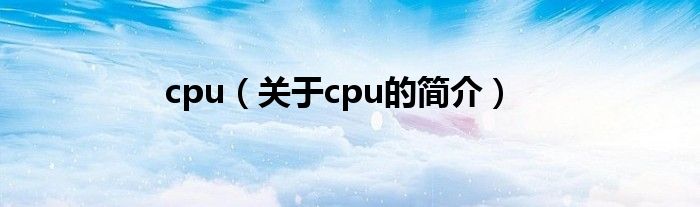 cpu（关于cpu的简介）