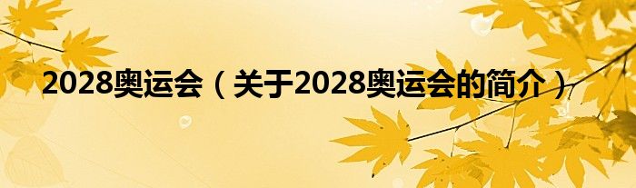 2028奥运会（关于2028奥运会的简介）