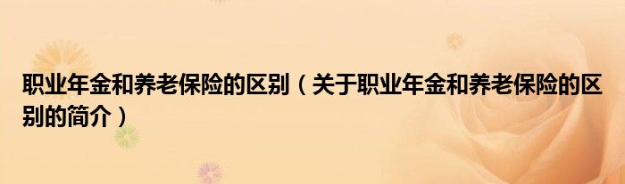 职业年金和养老保险的区别（关于职业年金和养老保险的区别的简介）