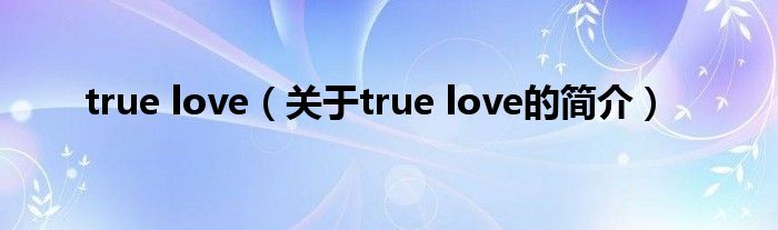 true love（关于true love的简介）