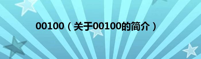 00100（关于00100的简介）