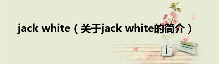 jack white（关于jack white的简介）