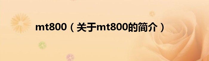 mt800（关于mt800的简介）