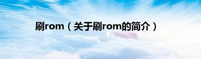 刷rom（关于刷rom的简介）