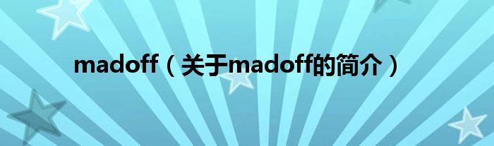 madoff（关于madoff的简介）