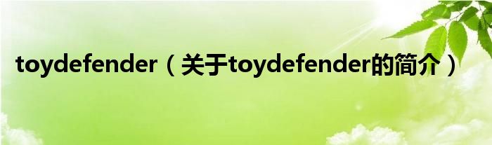 toydefender（关于toydefender的简介）