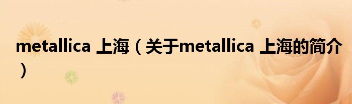 metallica 上海（关于metallica 上海的简介）