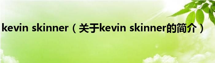 kevin skinner（关于kevin skinner的简介）