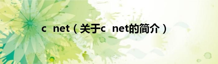 c  net（关于c  net的简介）