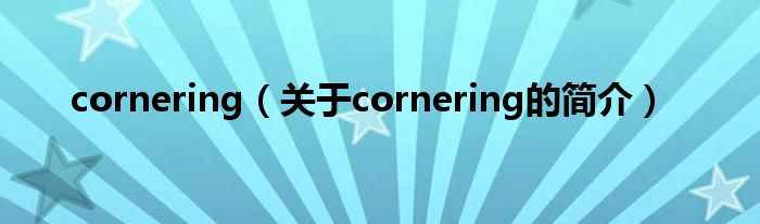 cornering（关于cornering的简介）