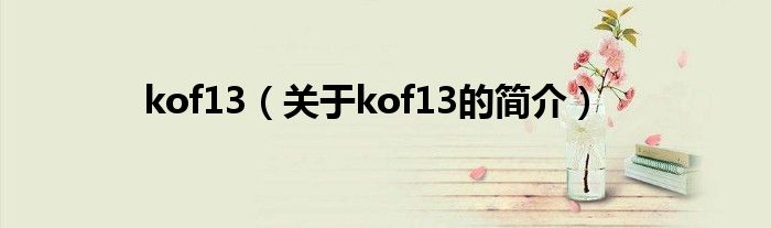 kof13（关于kof13的简介）