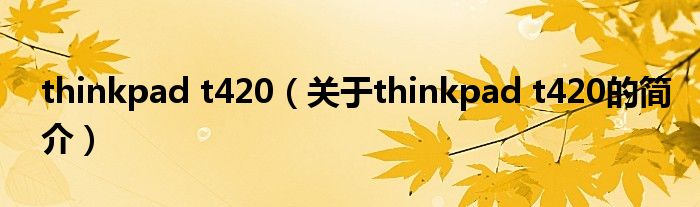 thinkpad t420（关于thinkpad t420的简介）
