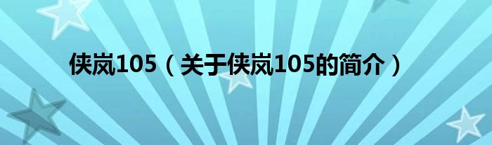 侠岚105（关于侠岚105的简介）