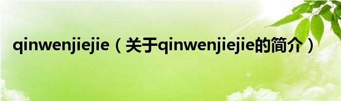 qinwenjiejie（关于qinwenjiejie的简介）