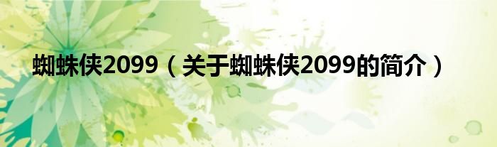 蜘蛛侠2099（关于蜘蛛侠2099的简介）