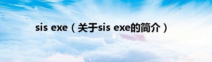 sis exe（关于sis exe的简介）