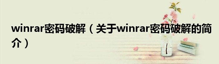 winrar密码破解（关于winrar密码破解的简介）