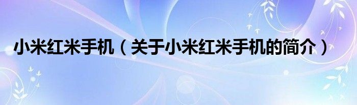 小米红米手机（关于小米红米手机的简介）