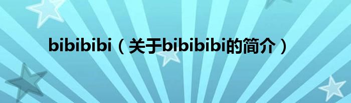 bibibibi（关于bibibibi的简介）