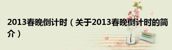 2013春晚倒计时（关于2013春晚倒计时的简介）