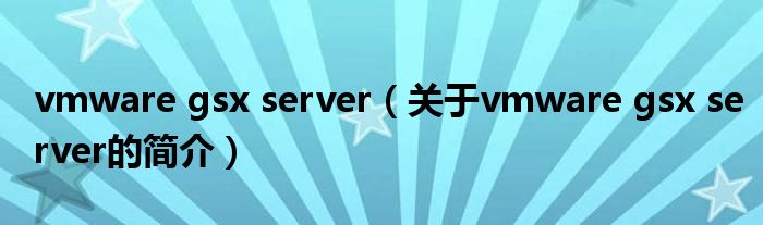 vmware gsx server（关于vmware gsx server的简介）