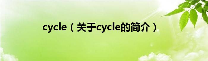 cycle（关于cycle的简介）