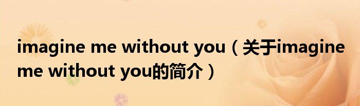 imagine me without you（关于imagine me without you的简介）