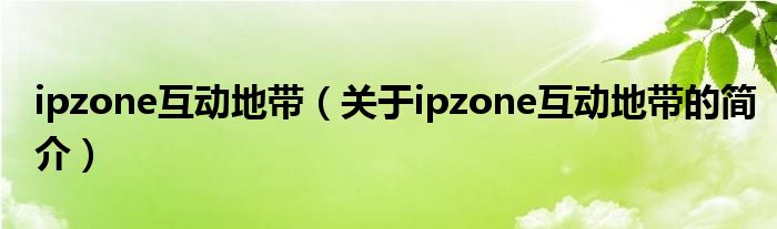 ipzone互动地带（关于ipzone互动地带的简介）