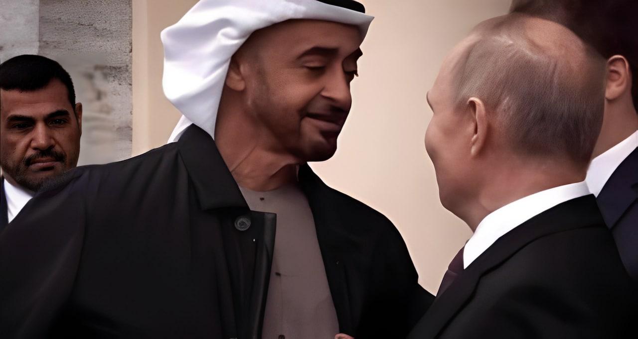  普京给阿联酋总统披上了自己的外套