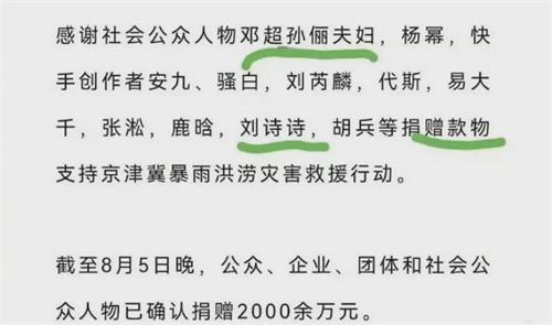 刘诗诗个人名义捐款 这一举动引发媒体对两人婚姻猜测